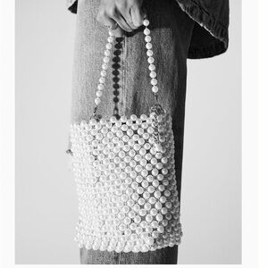 Zara Pearl Mini Bucket Bag NWT